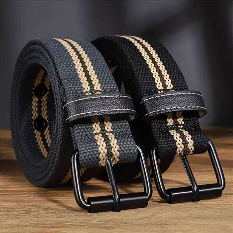 Men's Canvas Casual Retro Women's Outdoor Sports With Jeans Breathable Lightweight Eyelet Belt For Men Women Y260225