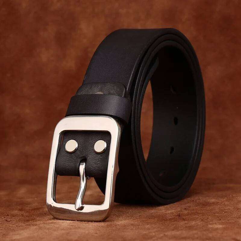 3.8CM Pure Cowhide Stainless Steel Needle Buckle Genuine Leather Casual Jeans Belt Men High Quality Luxury Male Strap Cintos Y260225