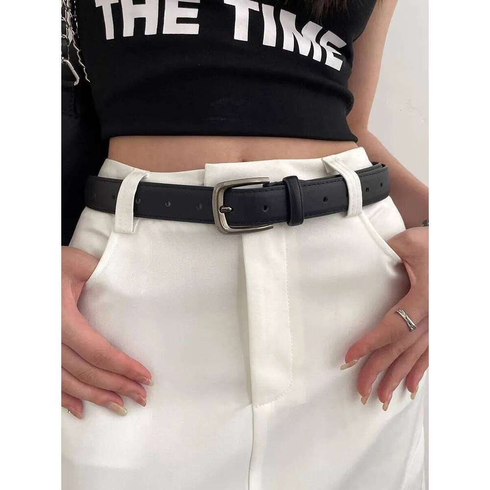 2.8x108cm PU Leather for Women Vintage Summer Silver Buckle Korean Female Jeans Coat Dress Waistband Mens Waist Belt Y260225
