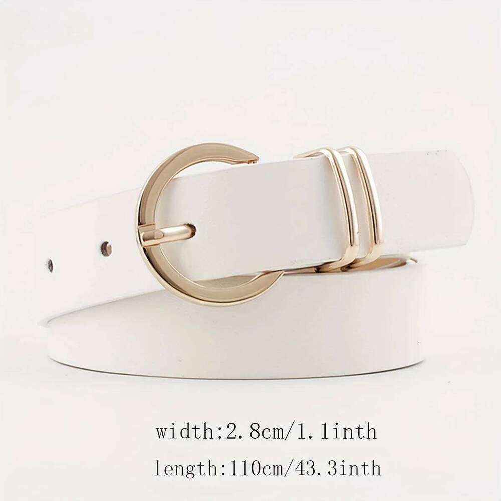 European American Double Ring Waist Belt Women's Jeans Suit Pants Universal Casual Square Buckle Slim Decoration Y260225