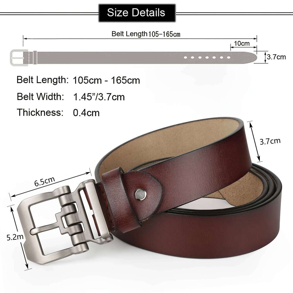 Large Size 140 150 160 170cm Men's Genuine Leather Belts Adjustable Formal Waistband for Jeans Pants Perfect Father'S Day Gift Y260225