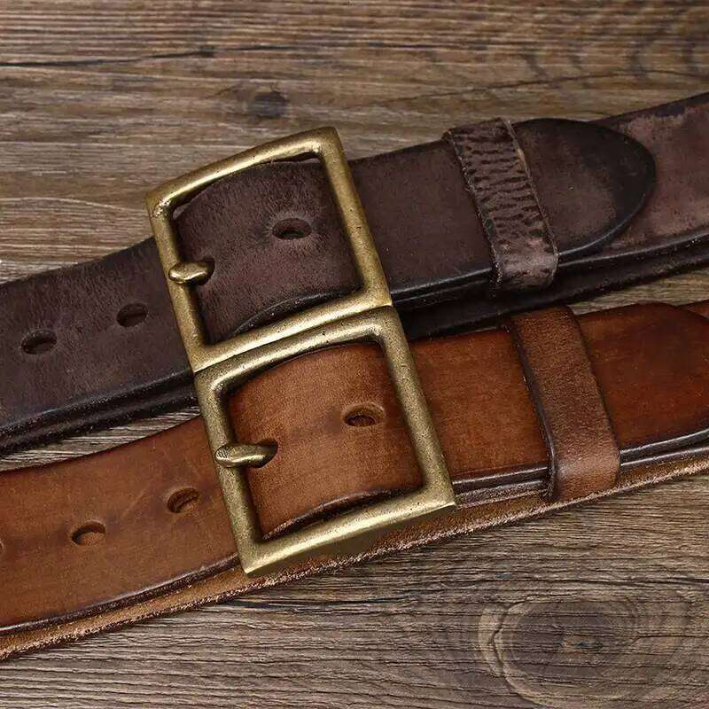 European American retro heavy industry washed made old, widened and thickened first layer cowhide belt, men's genuine Y260225