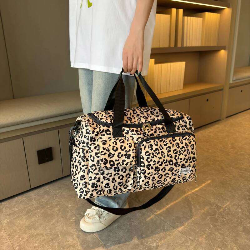 Travel Women's Handbag Leopard Zebra Print Waterproof Large Size Luggage Fitness Dry Wet Separation Duffle Weekend Bag Y260225