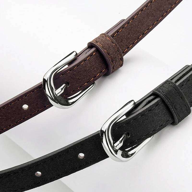 Simple Design For Women's Thin Belt Fashion Casual Versatile Jeans Accessories Girdle Suede Pu Leather Pin Buckle Waistband Y260225