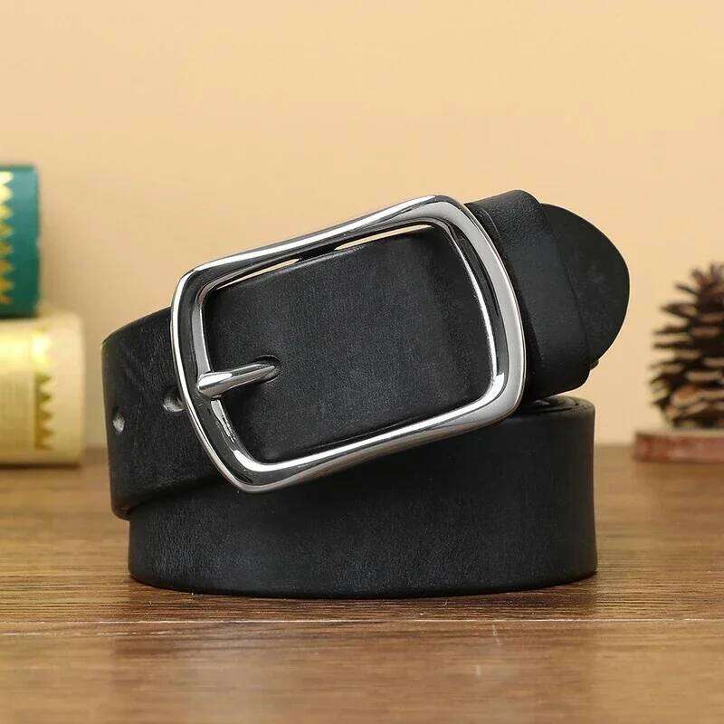 3.8CM Pure Cowhide High Quality Genuine Leather Belts for Men Brand Strap Male Stainless Steel Buckle Business Jeans Cowboy Y260225