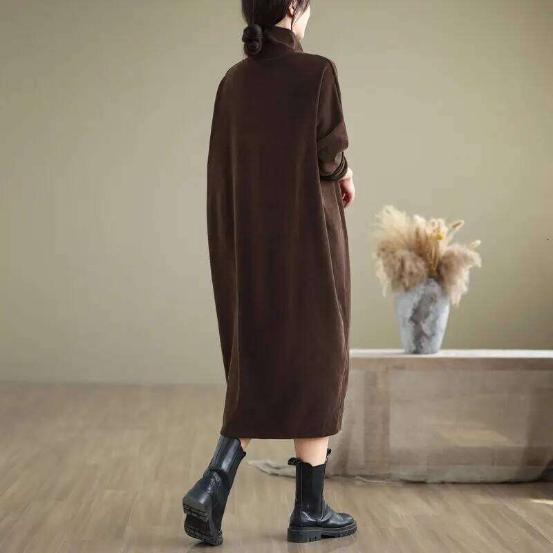 Pounds Plus Size Spring and Autumn Turtleneck Sweatshirt Skirt Women Fashion Slim Temperament Casual Long-sleeved Dresses XJ260225