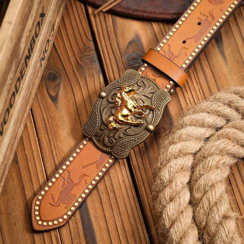 A casual, individual retro a clothing accessory PU brown belt, metal buckle, suitable for both men and women Y260225
