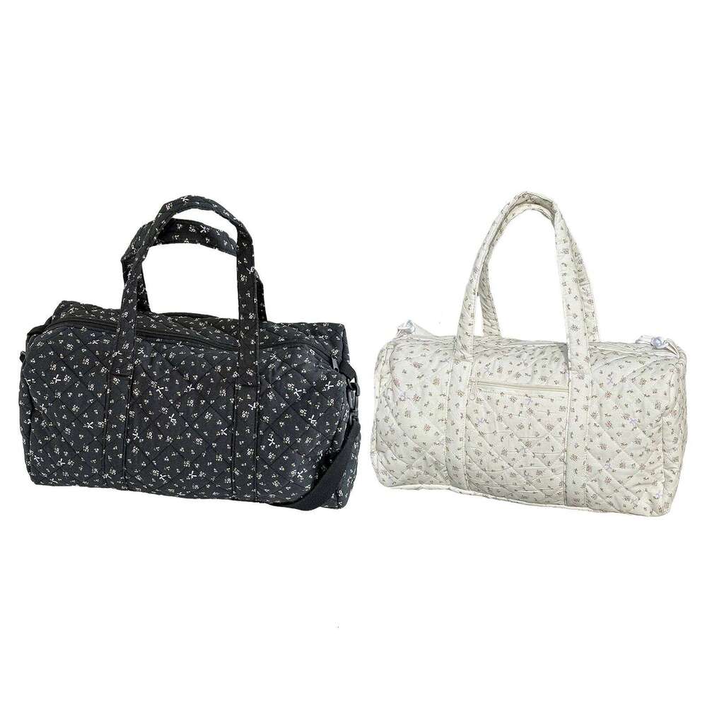 Cotton Quilted with Zipper Overnight Floral Print Tote Bag for Women Weekend Travel Shopping Y260225