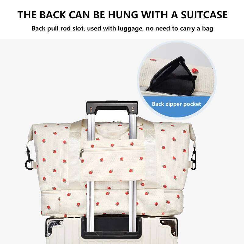 Corduroy Tote Large Capacity Carry On Travel Bag With Shoe Compartment Sports Fitness For Women Duffle Bags Y260225