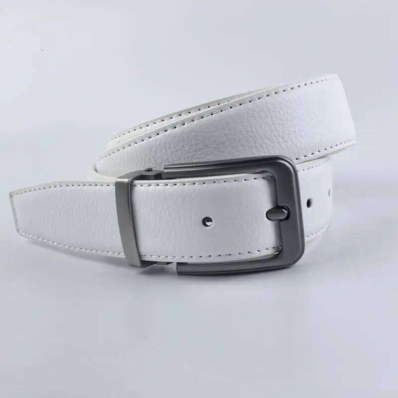 Korean version Golf white leather Pin buckle youth pants casual original belt for men and women Y260225