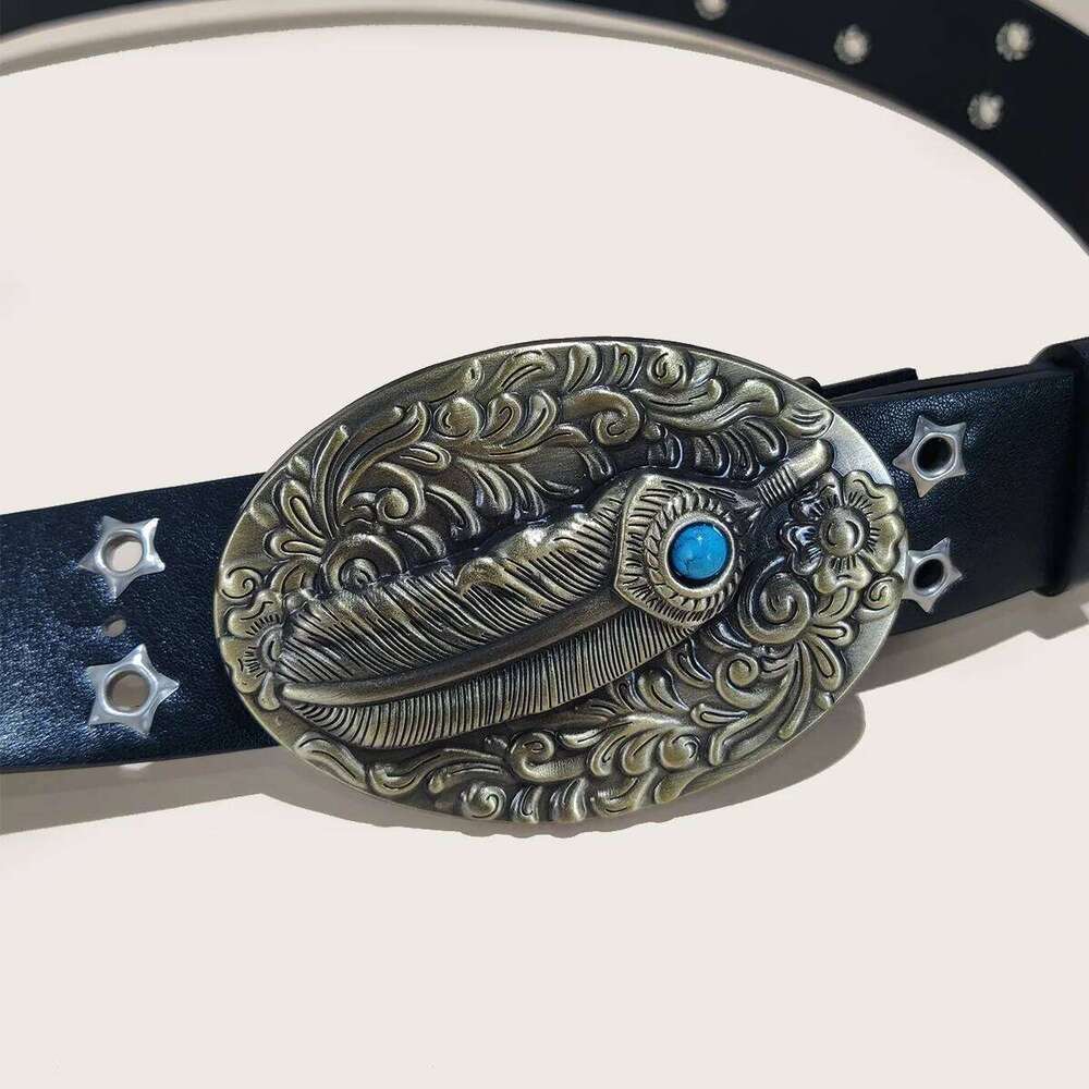 New men's retro western Cowboy style fashion alloy buckle leather For Women high-end luxury brands jeans belt Perfect Gift Y260225