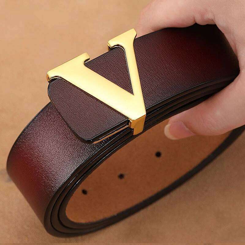 New Retro Smooth Buckle Men's Oversized Leather Pure Cowhide Letter Belt Designer Belts Men High Quality Y260225