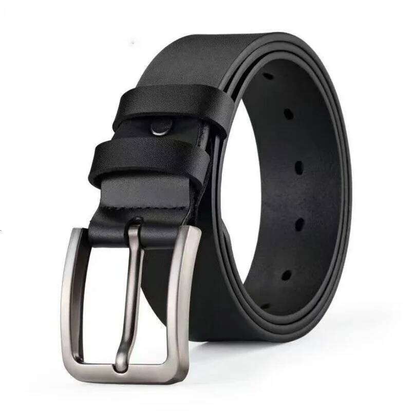 Men's Vintage Casual Black Pin Buckle Student Versatile Leather Wide Belt Y260225