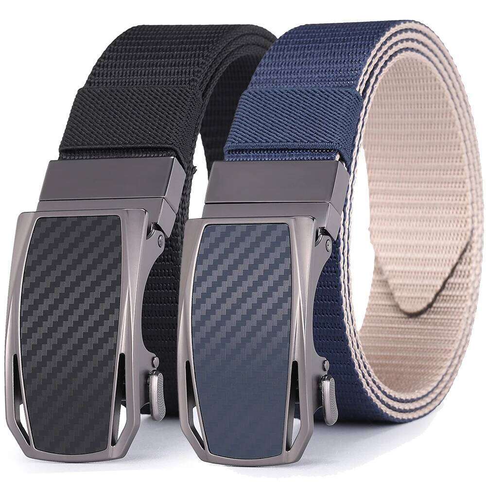 Reversible Automatic Buckle Men's Belts Canvas Durable Tactical Workwear for Men - Stylish Outdoor Pants Belt Quick-Release Y260225
