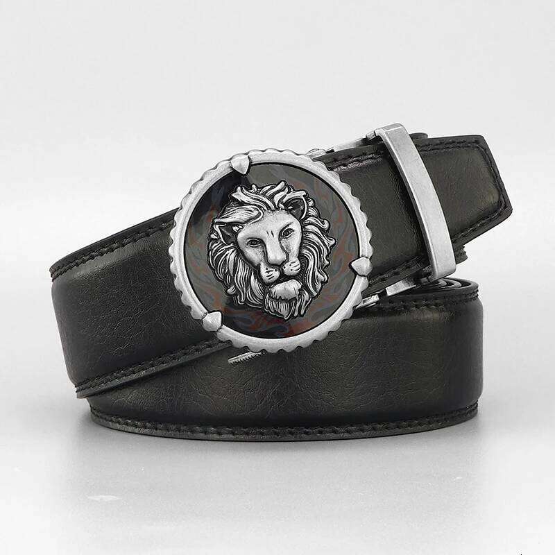 2025Luxury Famous BrandDesigners Retro Lion Casual Betls Men Automatic Buckle Fashion Genuine Leather Gray Younth Ceinture Homme Y260225