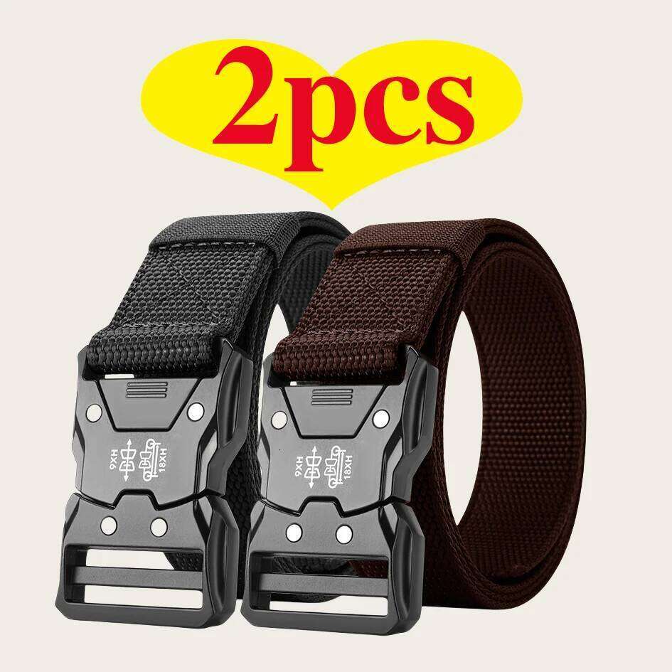Two pieces of men's outdoor sports training fashionable and versatile trend belt, quick release symmetrical buckle belt Y260225