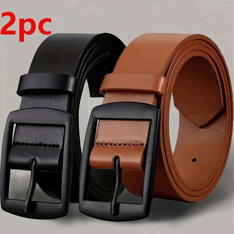 Men's Classic Leather Belts, 1/2/3 Pcs Set Casual Formal Waist with Alloy Buckle, Fashionable Versatile Belts for Daily Y260225