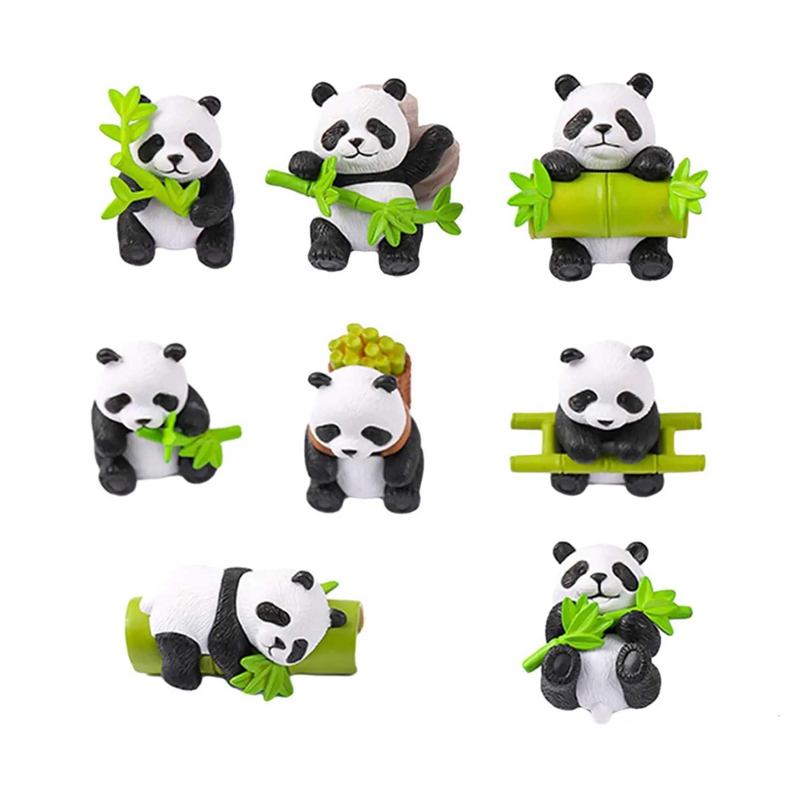 8 Pieces Resin Panda Figurines Craft Decorative Garden Decoration Table Sculpture for Fairy Gardens Accessories Adorable H260225