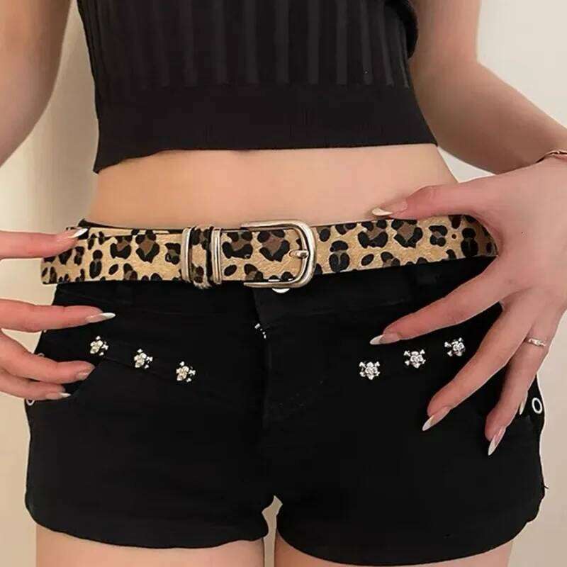Y2K Leopard Print Snake Skin Pattern PU Leather Belts Jeans Pin Buckle Closure Waistband Men Women Adjustable Cool Belt Y260225