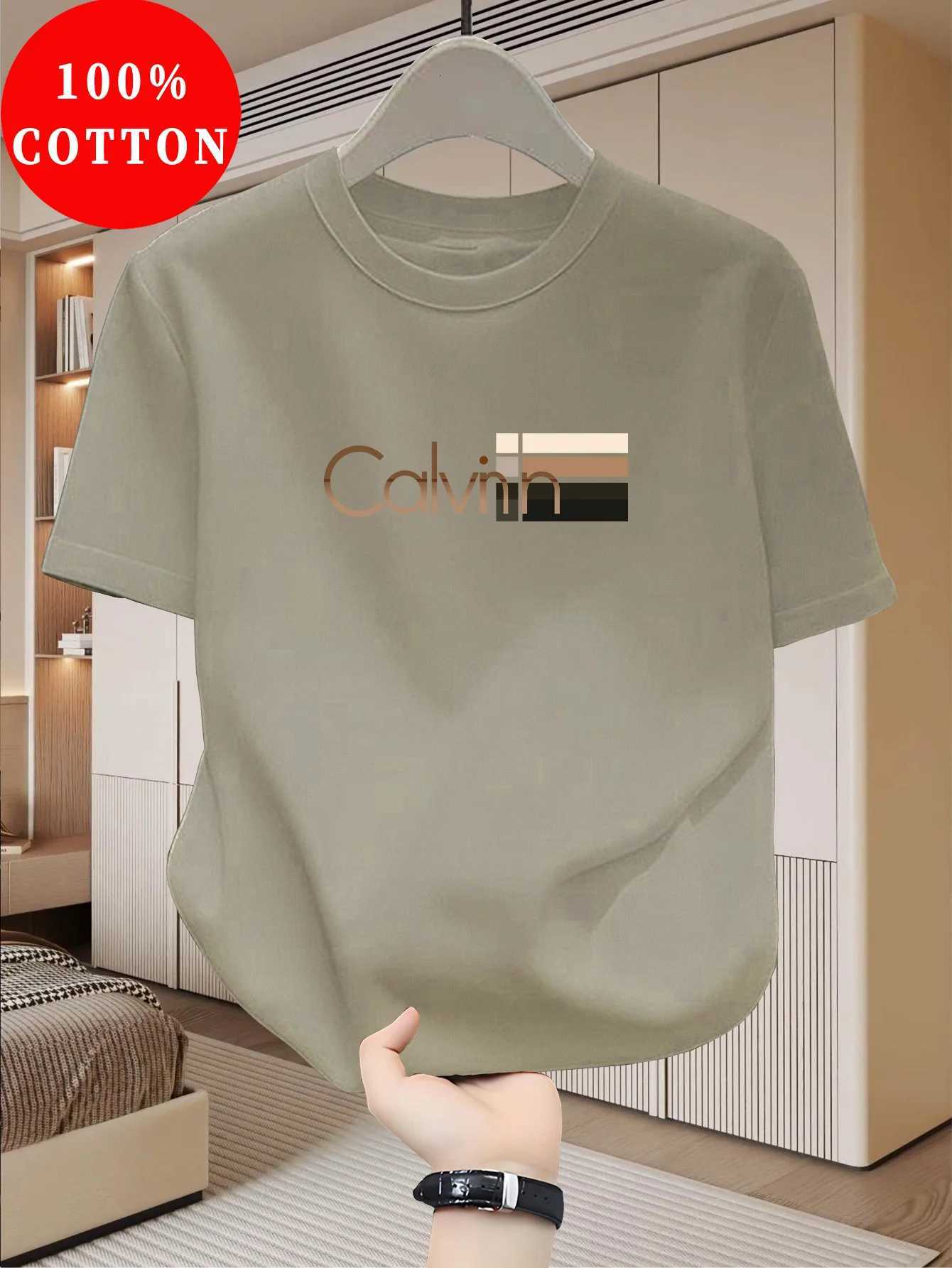 T-Shirt, 100% Combed Cotton with Gradient Color Block Logo, Classic Crew Neck Casual Tee for Smart & Daily WearT260225