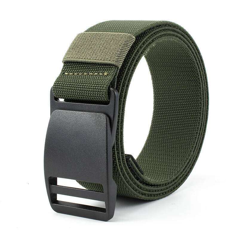 Nylon Canvas for Women Men Pants Jeans 1.5inch Plastic Buckle Metal Free Elastic Belt Military Tactical Waist Belt-Black Y260225