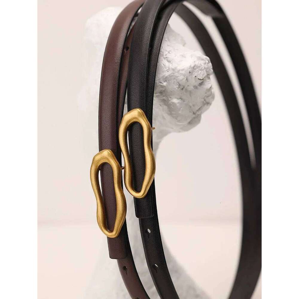 Retro Gold Designer Belt For Women High Quality Metal Buckle Matching Female Dress Jeans Adjustable Waistband Genuine Leather Y260225