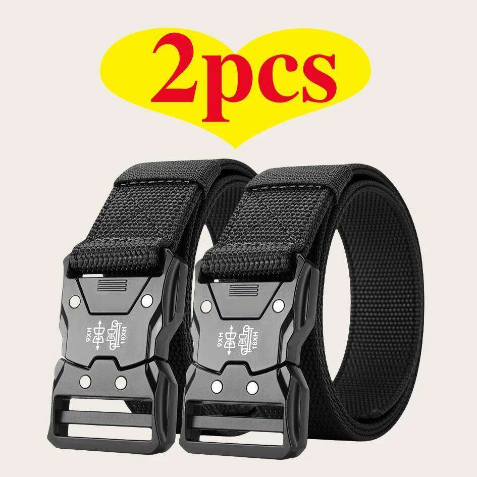 Two pieces of men's outdoor sports training fashionable and versatile trend belt, quick release symmetrical buckle belt Y260225