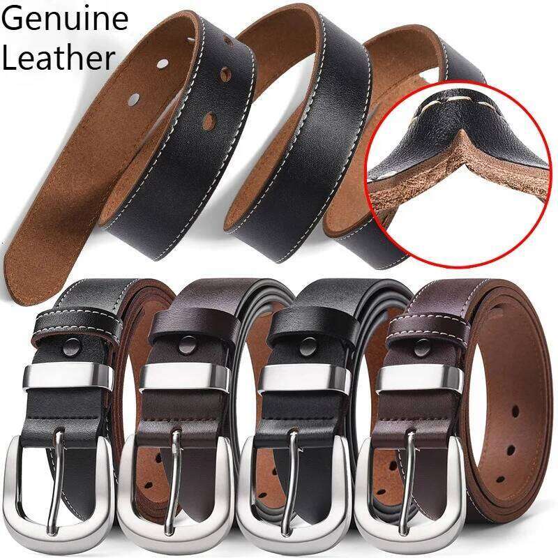 Men's Cowhide Pin Buckle Waistband Plus Size 105-140 150 160 170cm Genuine Leather Retro Belt Handmade Casual Trend Waist Strap Y260225