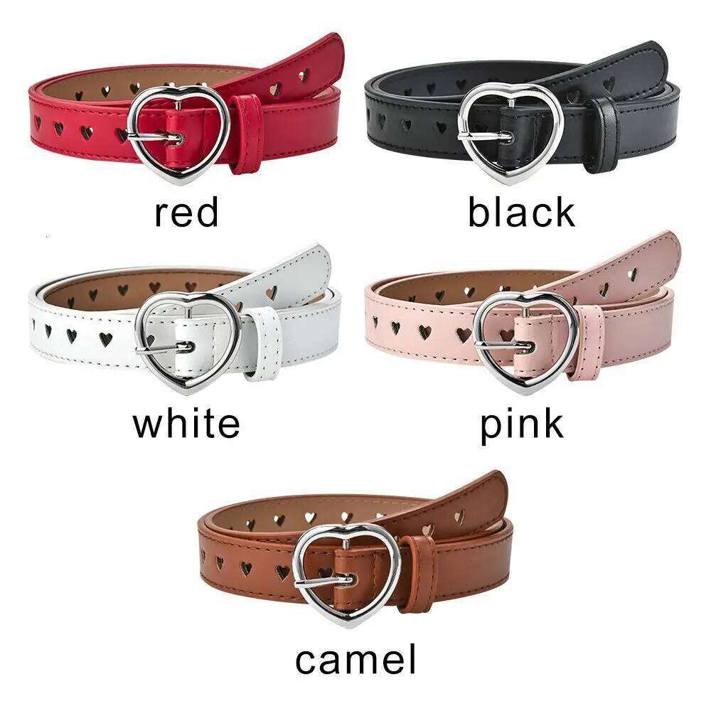 Children Peach Buckle Cute Fashionable Waistband Love Heart Eyelet Decoration Waist Belt Y260225