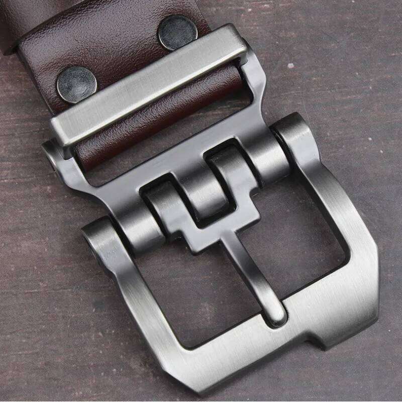 Men's Genuine Leather Pin Buckle Belt, Fashion Casual Pure Cowhide Jeans Male Waistband, Trendy Handcrafted Youth Versatile Belt Y260225