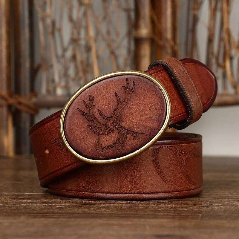 3.8CM Pure Cowhide High Quality Genuine Leather Belts for Men Brand Strap Male Brass Smooth Buckle Jeans Cowboy Cintos Luxury Y260225