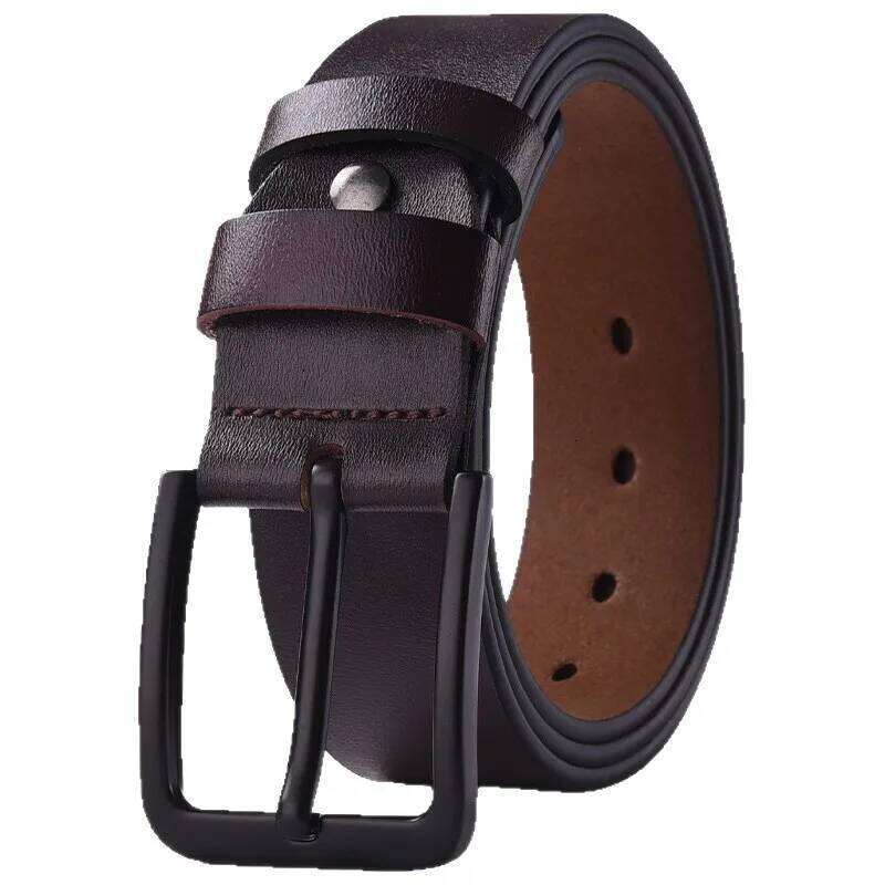 Men's Genuine Leather Pin Buckle Waistband Large Size 105-140 150 160 170cm Cowhide Retro Belt Handmade Casual Trend Waist Strap Y260225