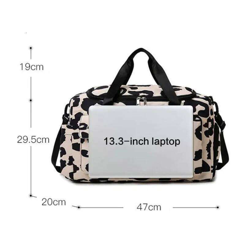 Travel Women's Handbag Leopard Zebra Camouflage Waterproof Large Pull Rod Boarding Fitness Dry Wet Separation Luggage Bag Y260225