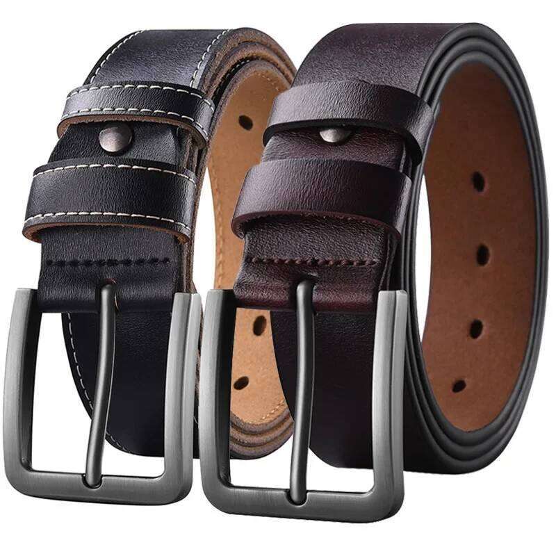 Plus Size 105-140 150 160 170cm Cowhide Waist Straps Men's Genuine Leather Pin Belts LONG Large Top Layer Soft Jeans Waistband Y260225