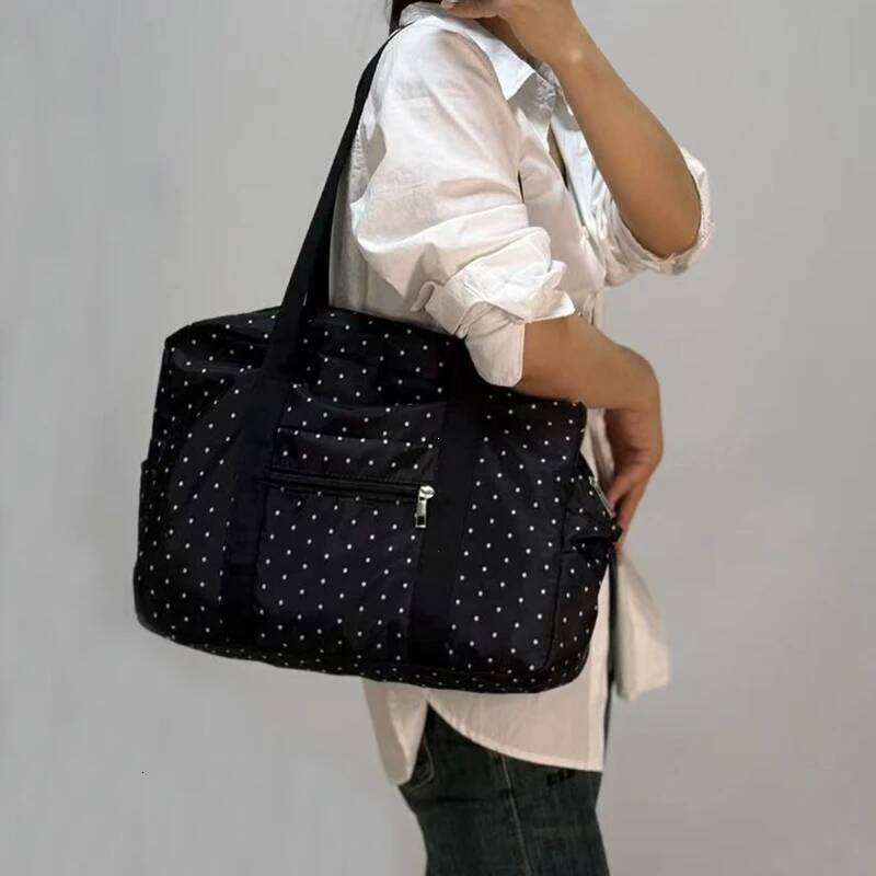 Large Capaci Oulder Sports Fitn Tote Bla Polka Dot Crossbody Faionable Trendy Youth Travel Bag Y260225