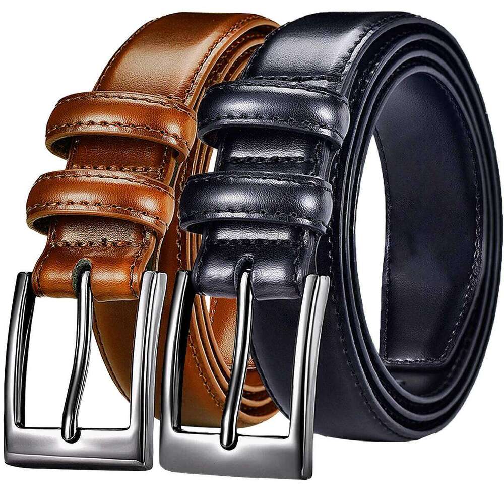 Belt, leather, casual pants, men's cowhide, simple denim, middle-aged belt, young people, retro needle buckl Y260225