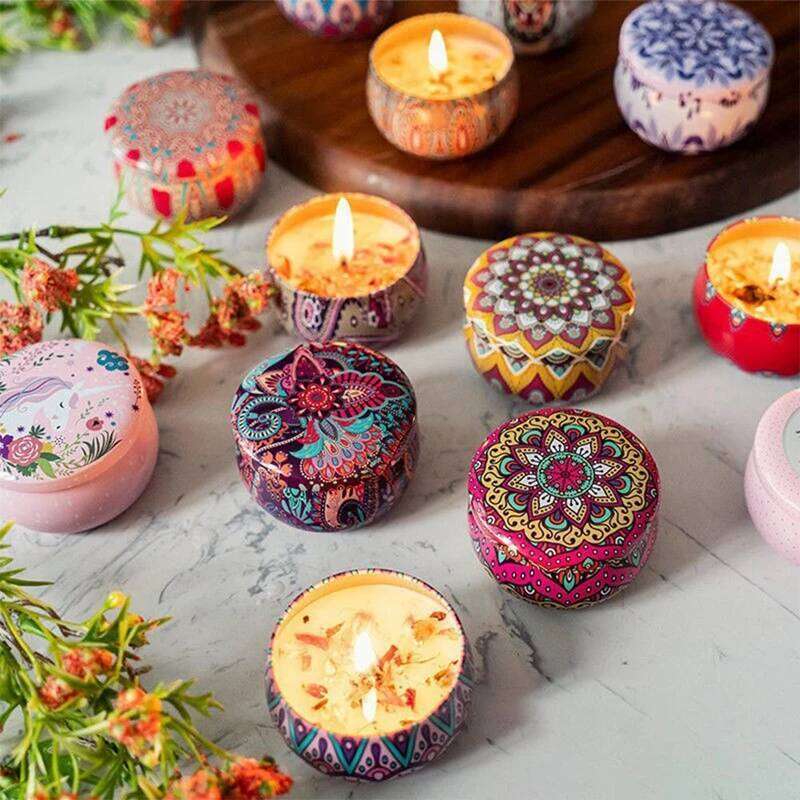 4PCS Scented Islamic Arabian Patterns Aromatherapy Candle Jar for Yoga SPA Relaxing Valentine's Day Anniversary Gift H260225