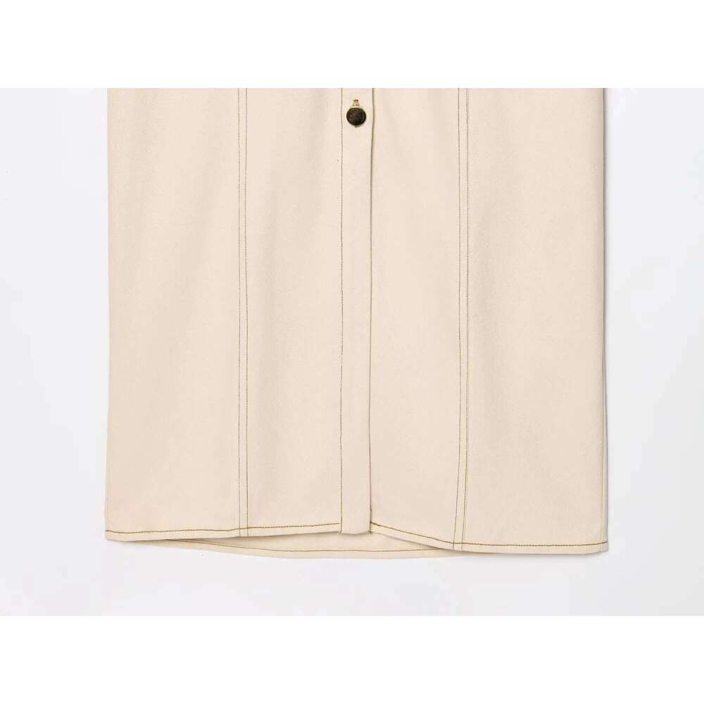 ETJ 2025 summer new women's elegant fashion waist pleated V-neck short-sleeved temperament denim MIDI dress XJ260225