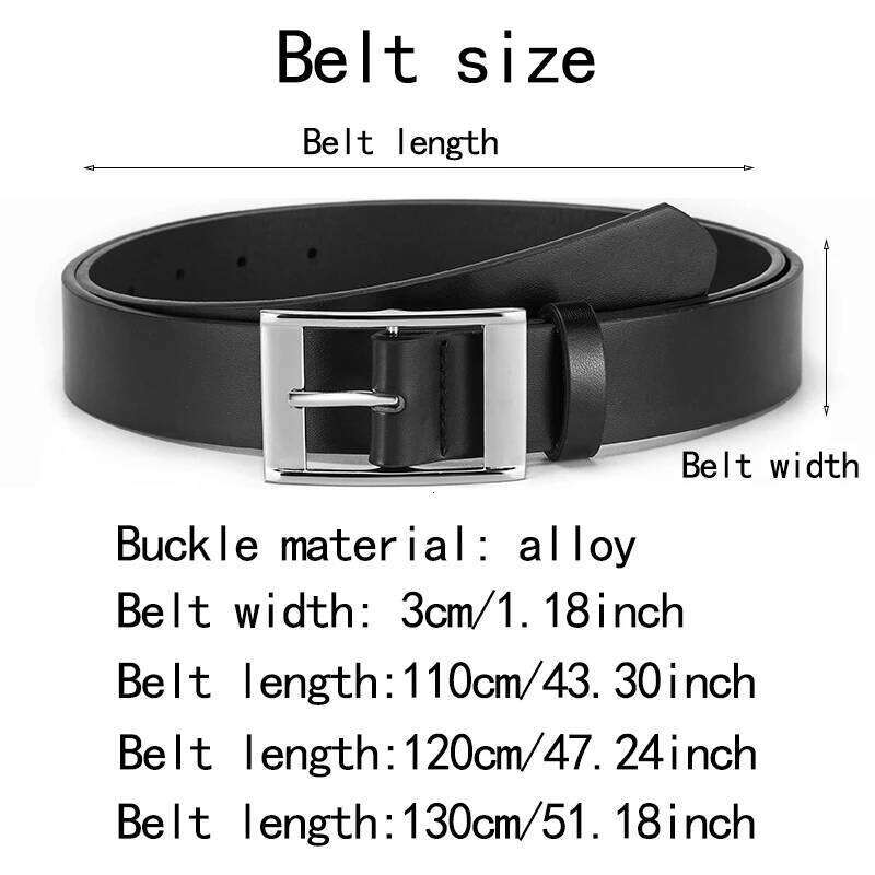 2pcs New Men's Silver Square Buckle Waist Belt, Casual Fashionable, Exquisite And Durable, Suitable For Pairing With Jeans Y260225