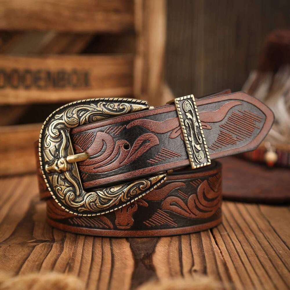 A casual, individual retro a Western-style clothing accessory, metal buckle, PU belt, suitable for both men and women Y260225