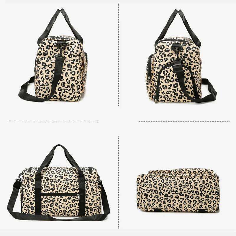 Classic Leopard Print Large Capacity Leisure Luggage With Multiple Pockets And Shoe Compartment Sports Fitness Travel Bag Y260225