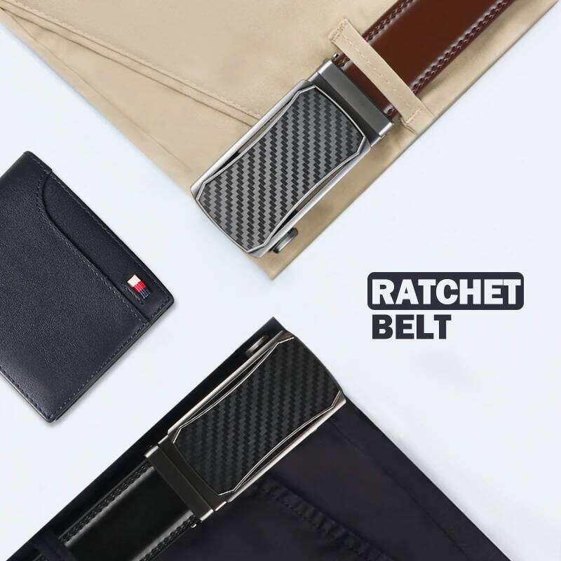 Genuine Ratchet Belt for Men - Adjustable Automatic Buckle,Casual Business Style, High-Quality Leather Panel Y260225