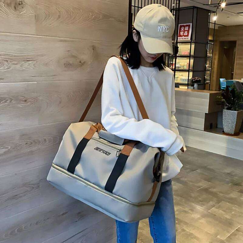 Unisex Large Capacity Tote Bags Women Canvas Handbag Men Sports Shoulder Waterproof Travel Duffle Bag Foldable Y260225
