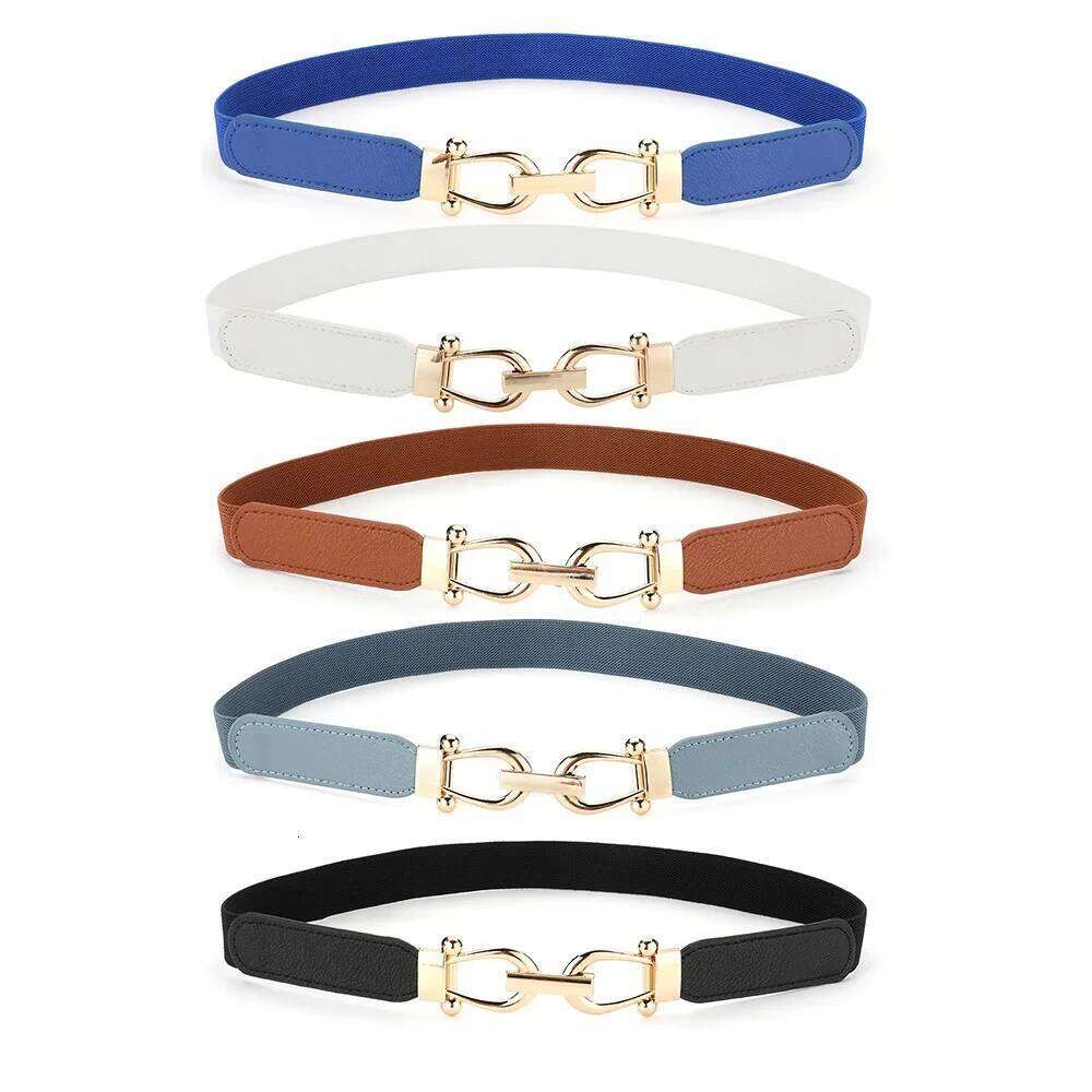 Slim gold buttoned women's with skirt and shirt retro elastic slender seal waist belt for women Y260225