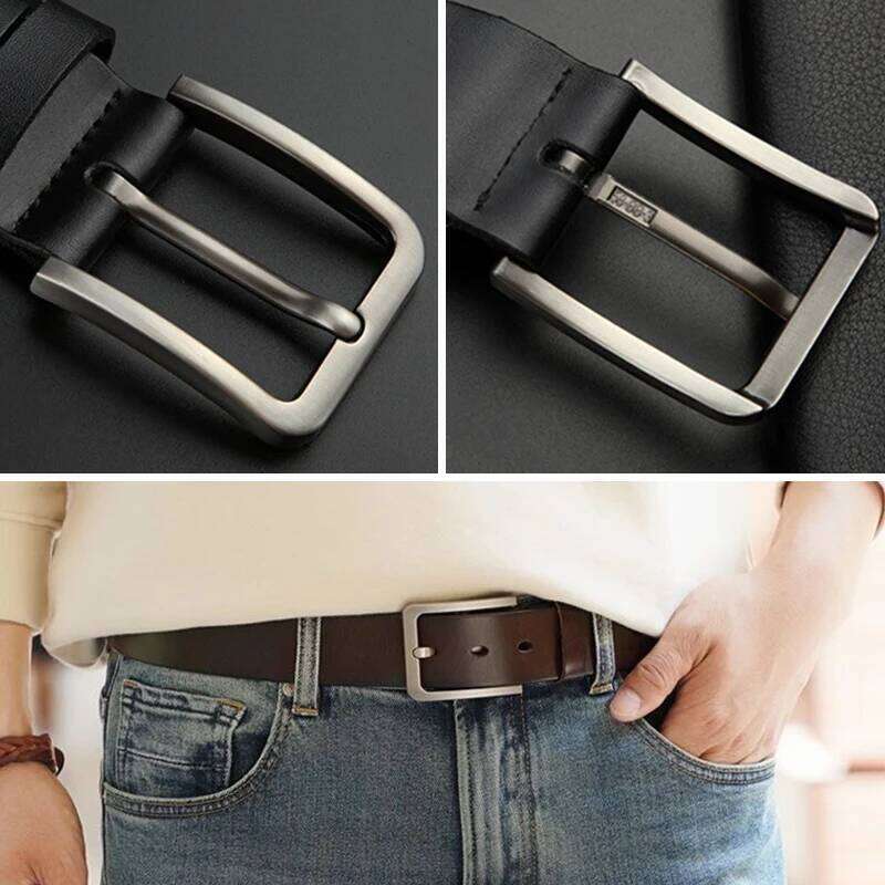 New Business Leisure Men's Belt Trend Alloy Square Buckle Male Famous Brand Luxury Designer PU Leather Jeans Belts for Men Y260225