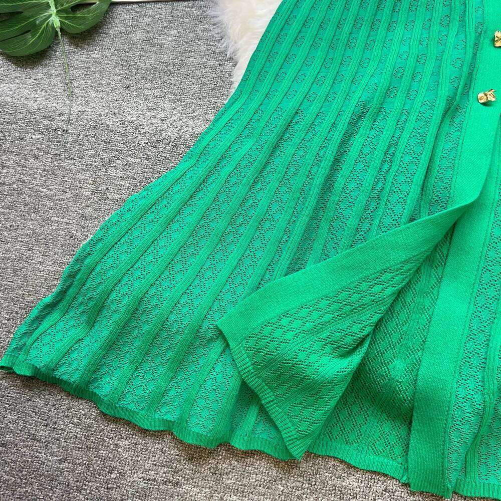 YuooMuoo Summer Maxi Knit Black Green Long Bodycon Korean Fashion Ruffle Ladies Dresses Elegant Office Women Dress XJ260225