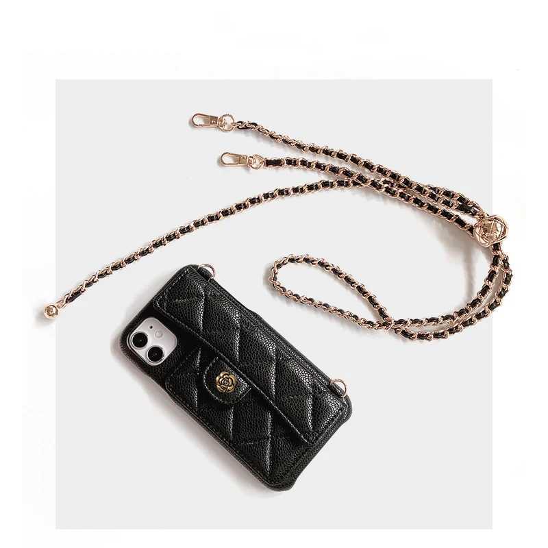 3D Camellia Leather Crossbody Phone Case with Card Holder for iPhone 14 15 16 17 Pro Max PlusT260225