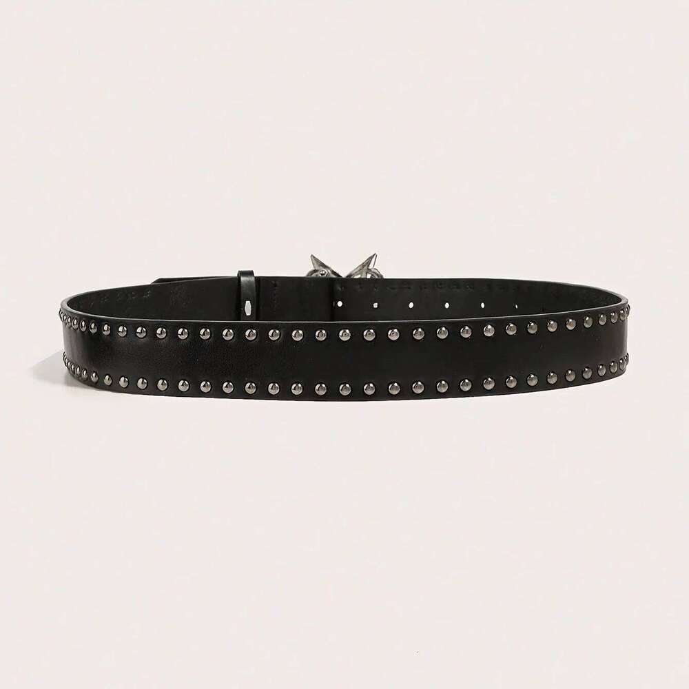 Men's y2k punk five-pointed star buckle casual black denim style versatile decorative belt suitable for daily travel men' Y260225