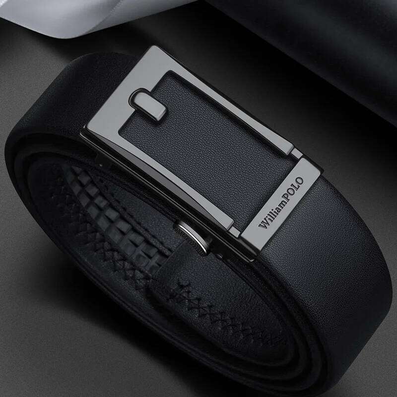 Men's leather waist fashionable, automatic buckle, versatile belt, casual pants belt with adjustable straps Y260225