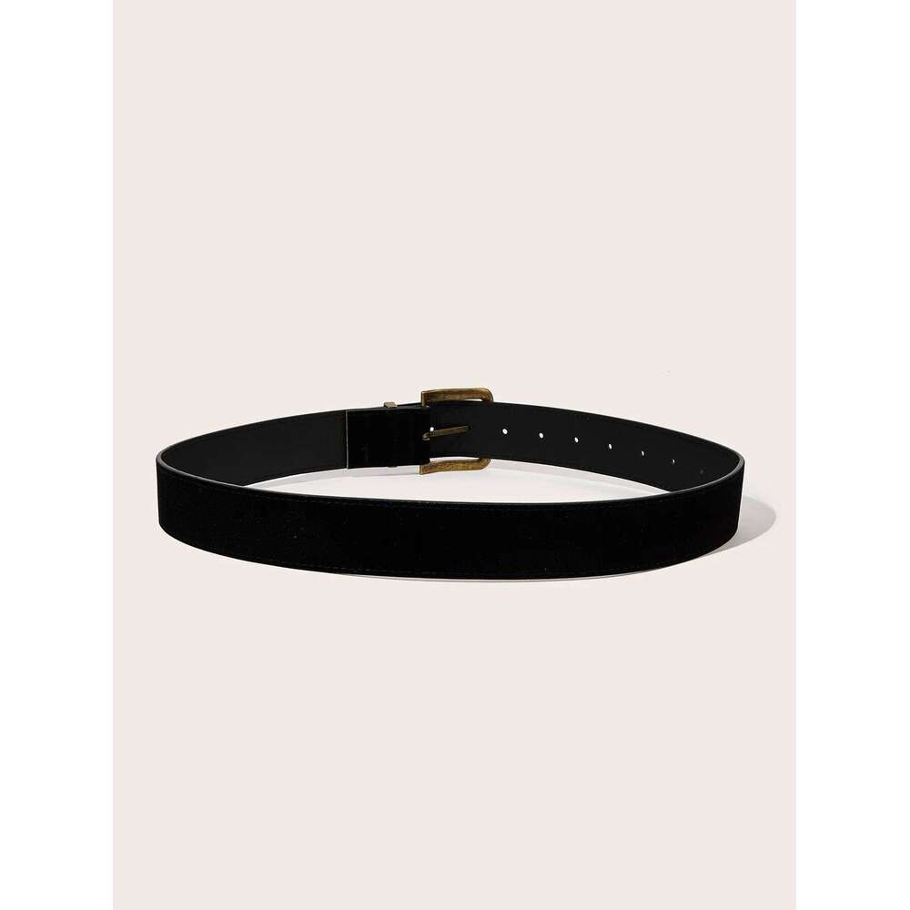 A unisex bronze-tone pin-buckle suede leather casual belt Y260225